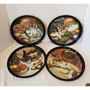 Vintage Metal 1970s Serving Trays Food Photography Scene Set Of 4
